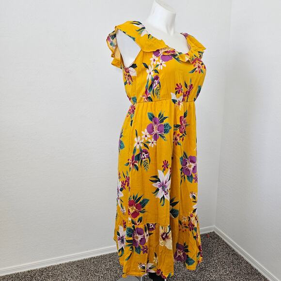 Old navy cami Tie-Belt Ruffle-Trim Midi Dress sz L - Picture 2 of 7